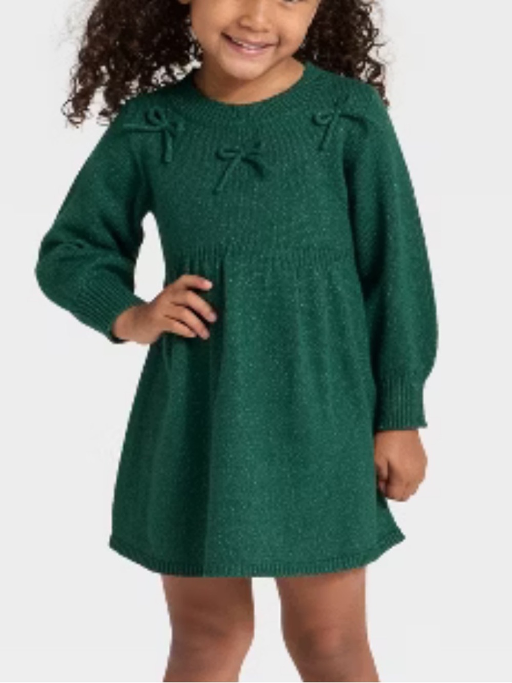 Cat & Jack Girls' Knit Dress with Bow Accents